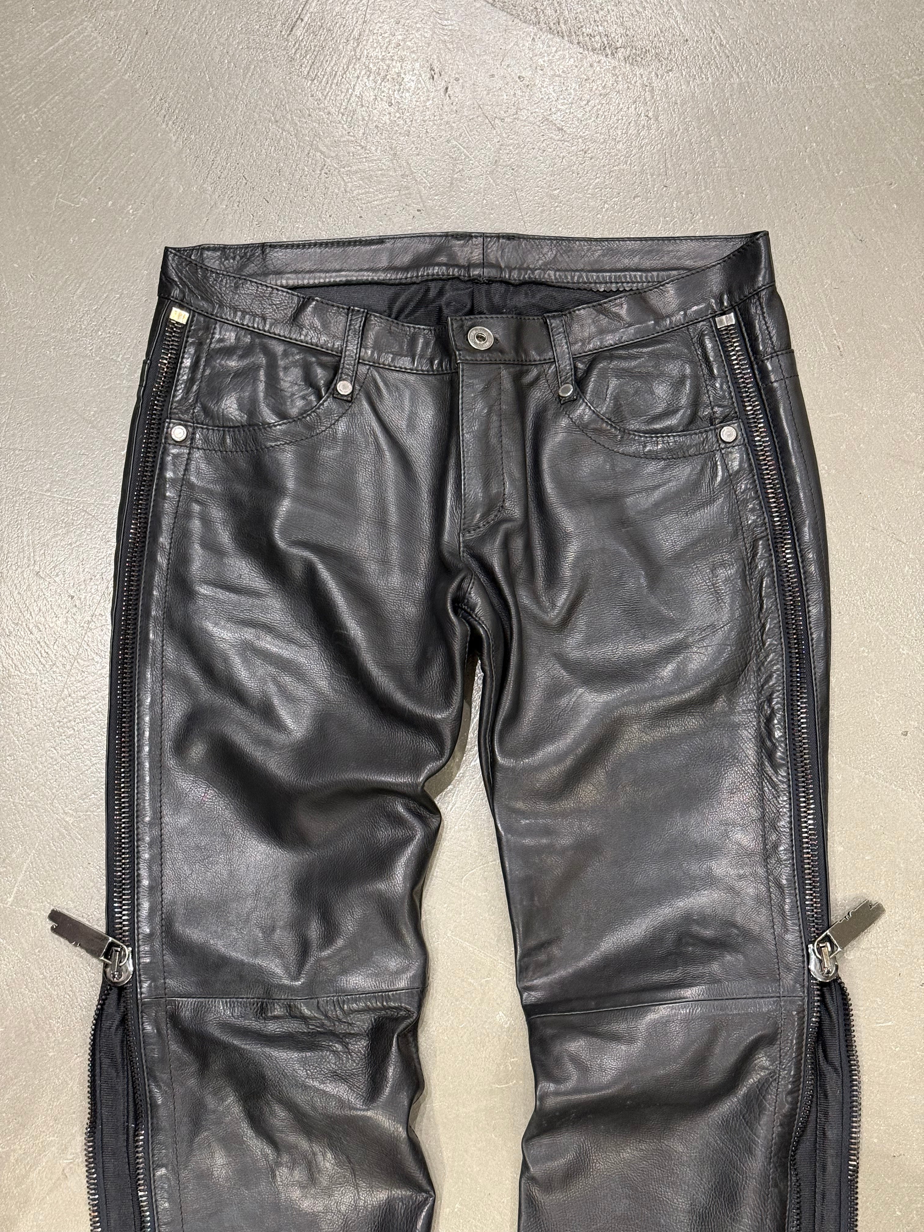 1990s Dirk Bikkembergs full zipper leather pants