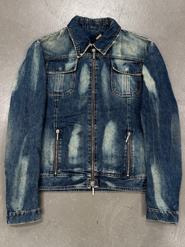 2000s Roberto Cavalli washed faded denim jacket