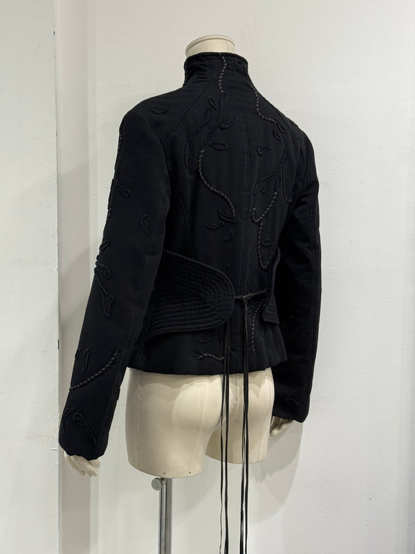 2000s Roberto Cavalli embroidered lace up jacket