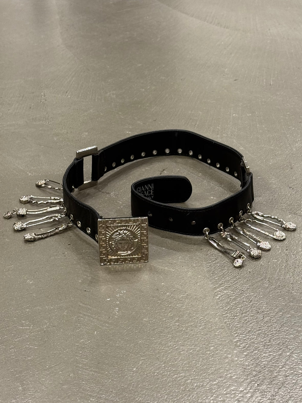 1990s Gianni Versace safety pin leather belt