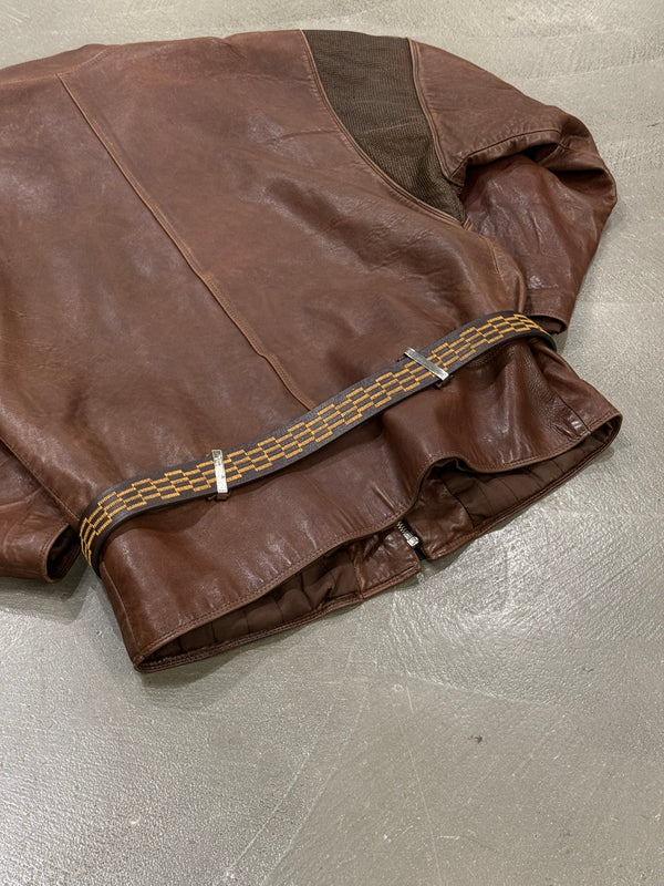 1980s Gianni Versace metallic chainmail belted leather jacket