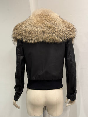 2008 Maison Margiela Coyote fur aviator leather jacket