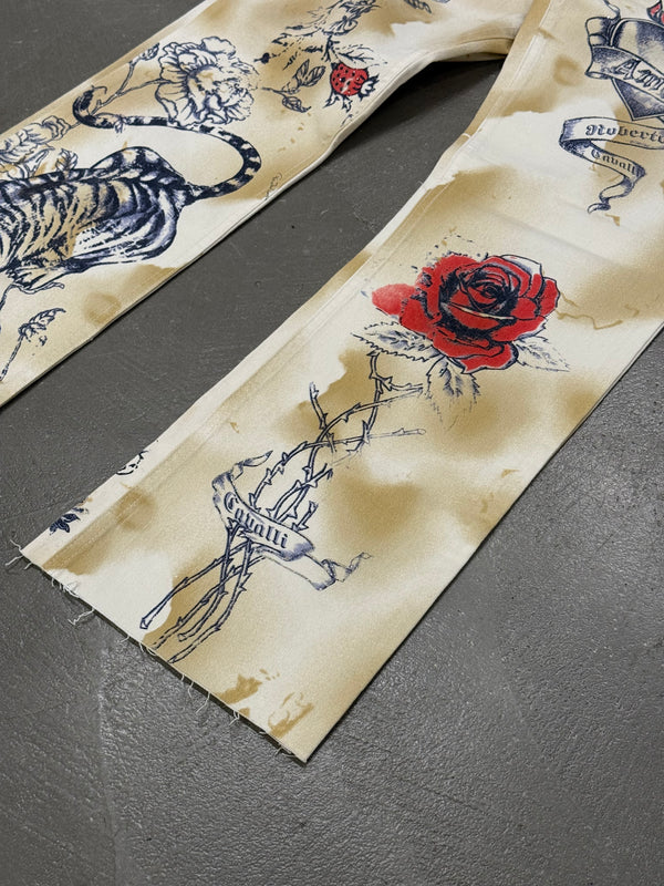 2003 Roberto Cavalli iconic tattoo jeans