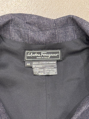 1990s Salvatore Ferragamo midi collar dress