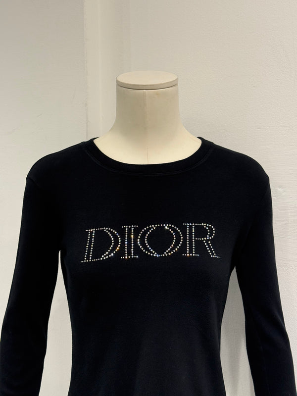 2005 Christian Dior by Galliano Swarovski logo longsleeve