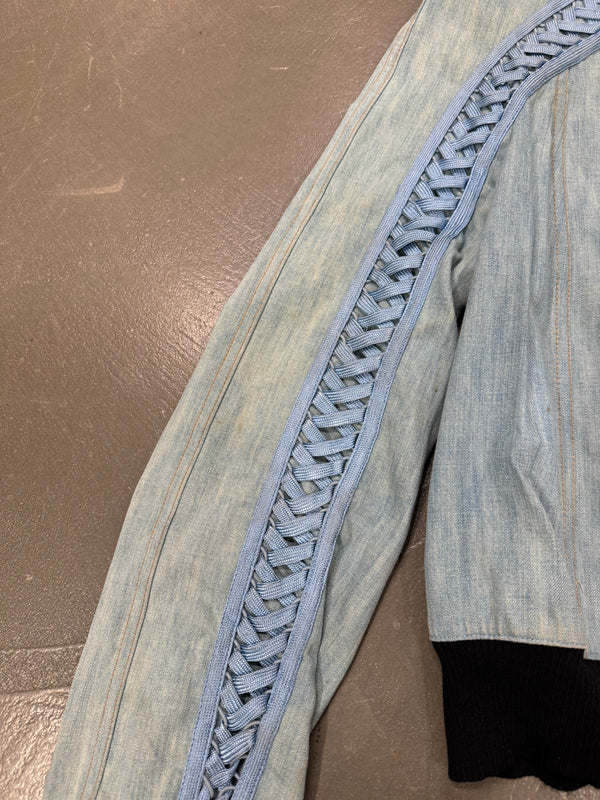 2002 Christian Dior by John Galliano lace-up denim bomber jacket