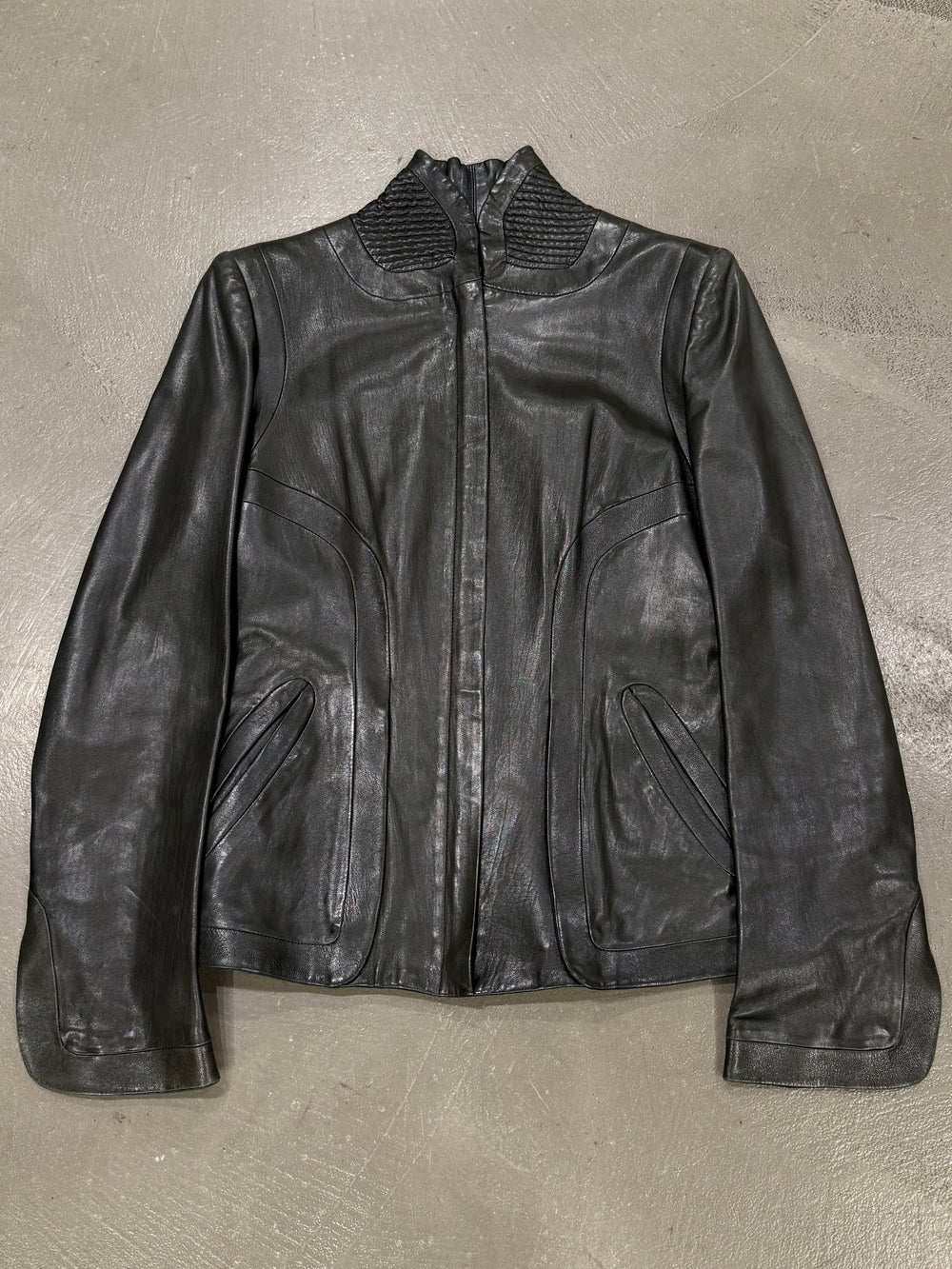 A/W2003 Alexander McQueen paneled biker leather jacket