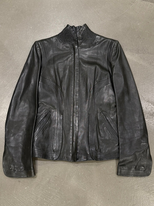 A/W2003 Alexander McQueen paneled biker leather jacket