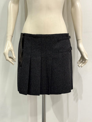 2007 Prada bondage mini pleated wool skirt