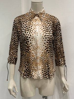 2000s Roberto Cavalli Leopard Print silk shirt