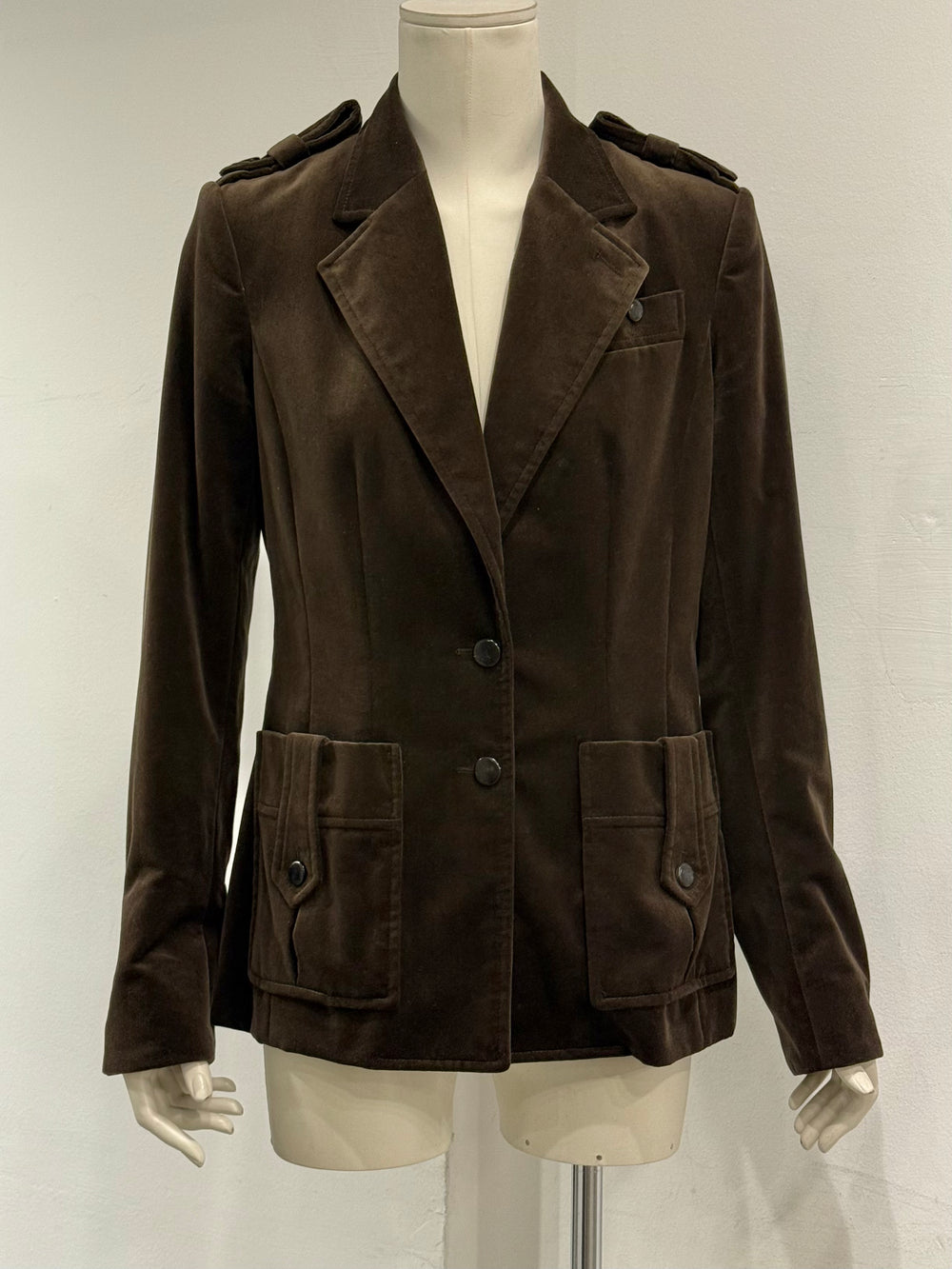 2005 YVES Saint Laurent velvet tailored military blazer