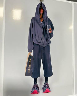 2024 Balenciaga incognito double sleeve oversized zip-up hoodie
