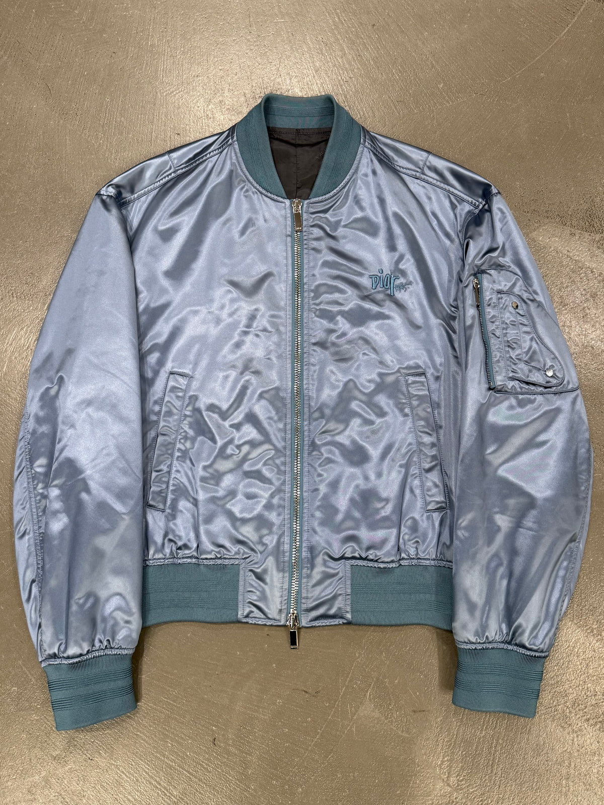 2020 Dior Shawn Stussy runway satin bomber jacket