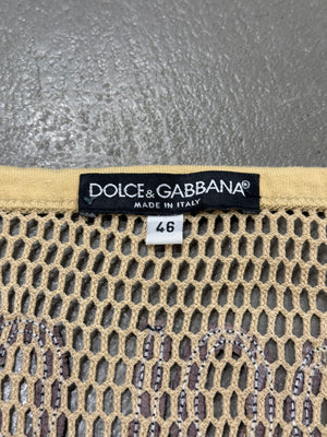 Dolce & Gabbana goat leather logo mesh tank top
