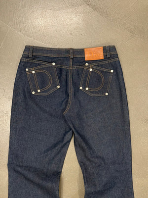 2000s Christian Dior by Galliano "D" back logo capri jeans