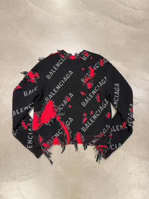 2021 Balenciaga destroyed logo knit