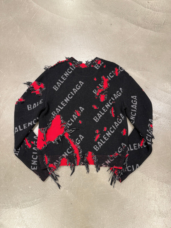 2021 Balenciaga destroyed logo knit