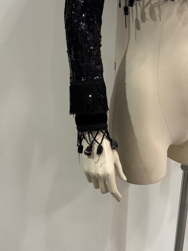 S/S1995 Jean Paul Gaultier cropped sequin fringe top