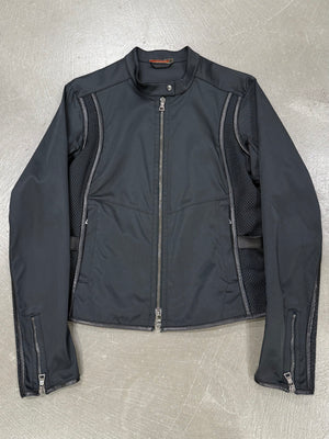 2000s Prada hybrid nylon jacket with leather trim