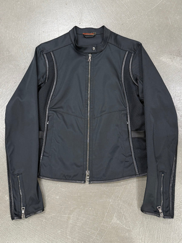 2000s Prada hybrid nylon jacket with leather trim