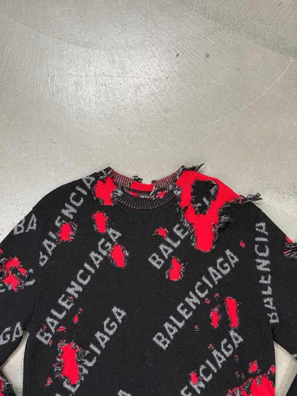 2021 Balenciaga destroyed logo knit