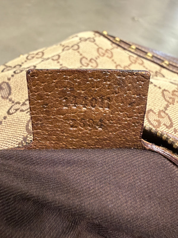 S/S2005 Gucci canvas monogram GG shoulder bag with web detailed strap