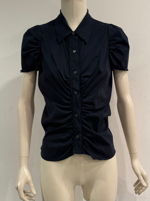 2000s Prada ruched short sleeve shirt