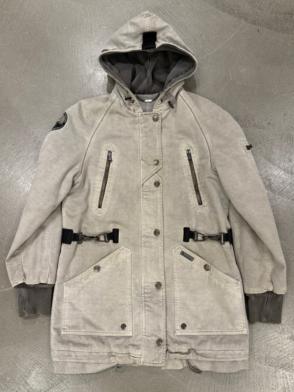 2000s Dolce & Gabbana hooded military parka with adjustable straps