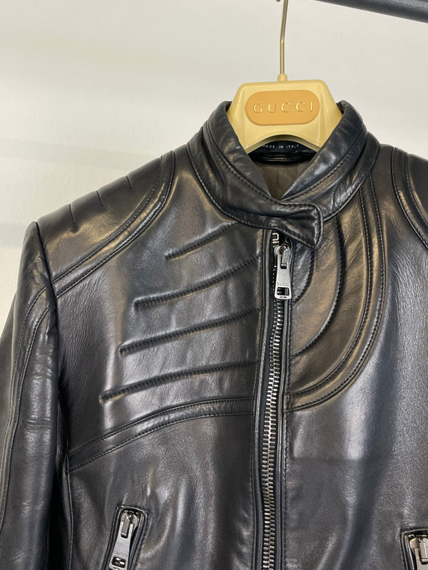 AW2000 Gucci by Tom Ford spiral biker leather jacket