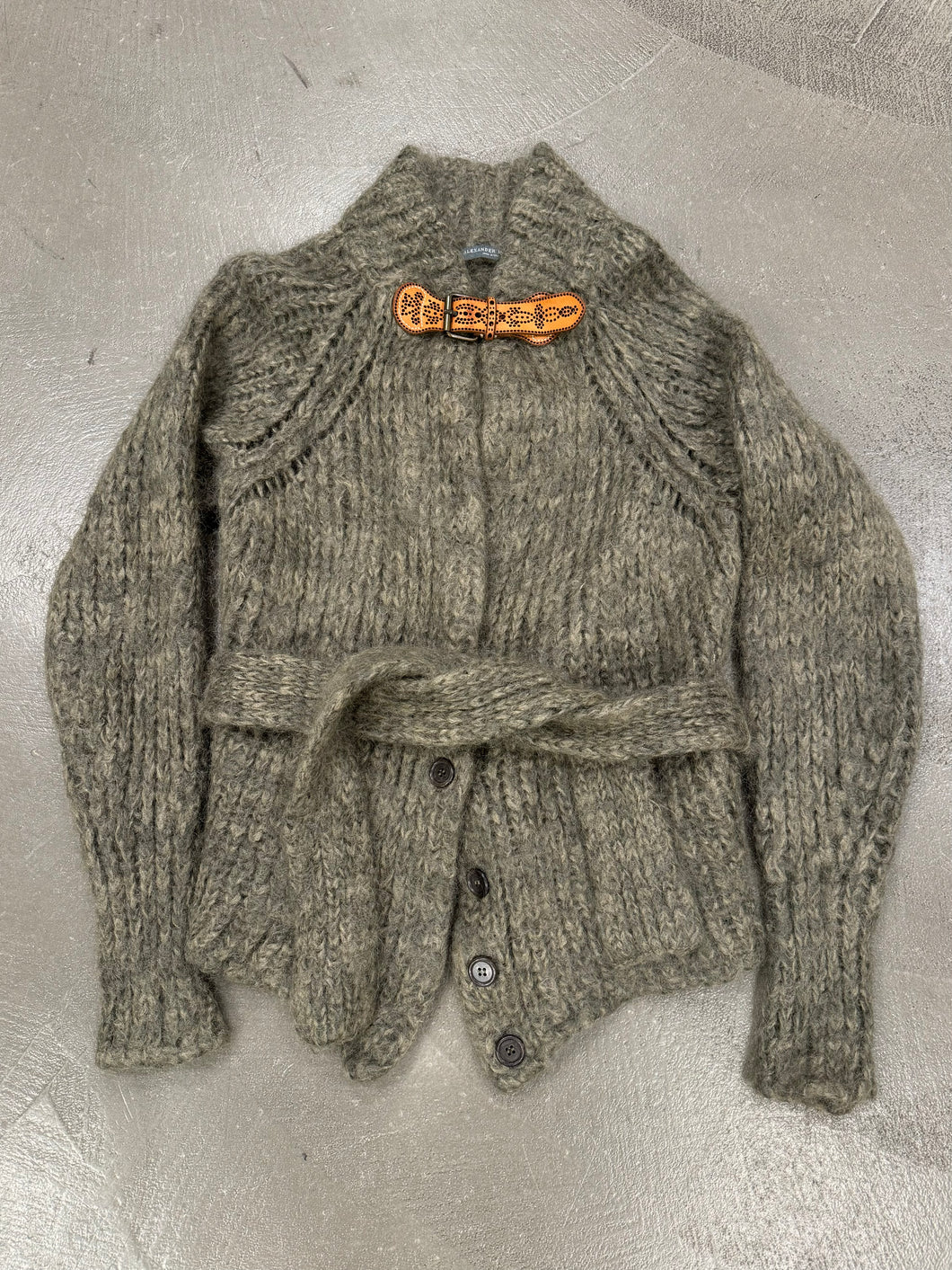 2000s Alexander McQueen mohair belted cardigan knit