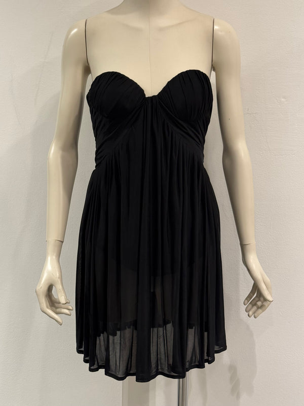 S/S2005 Alexander McQueen strapless draped chiffon mini dress