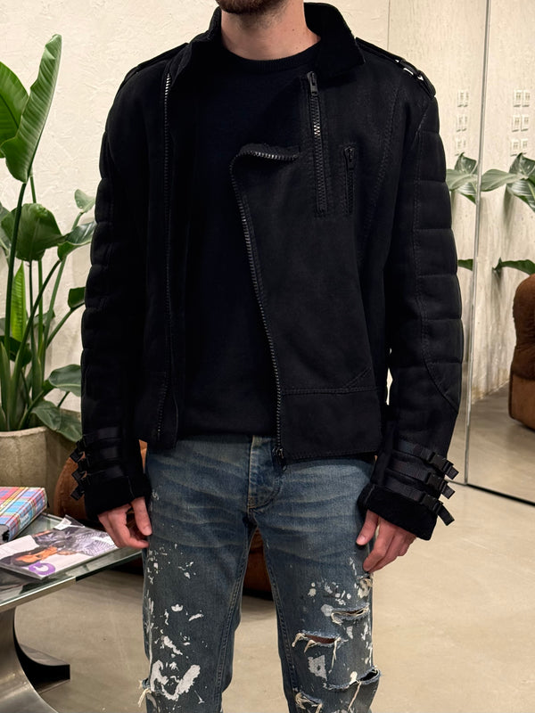 A/W2007 Dior by Hedi Slimane “Navigate” shearling bondage leather jacket