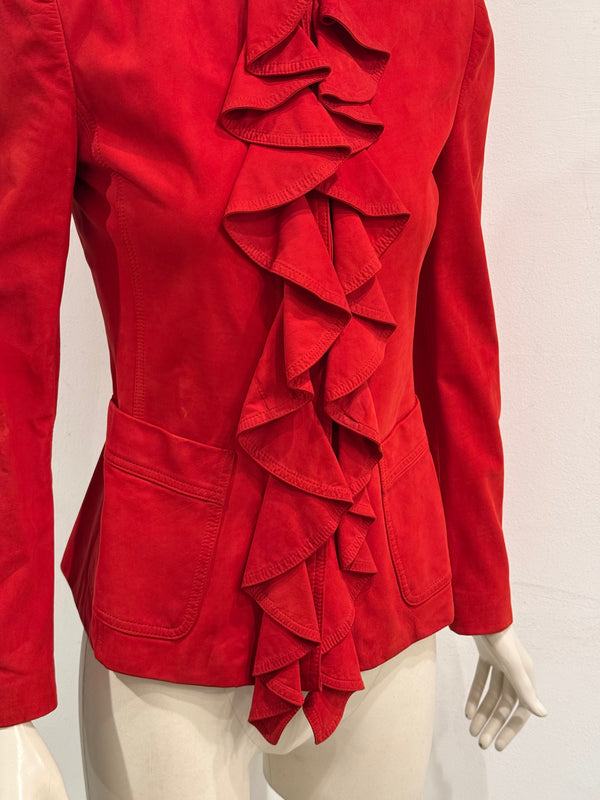 A/W2003 Yves Saint Laurent runway ruffled suede jacket