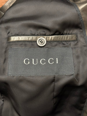 2001 Gucci by Tom Ford black leather tie waist jacket