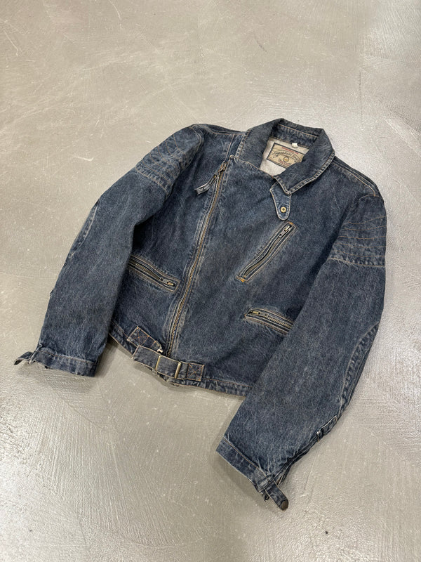1980s Armani biker padded denim jacket