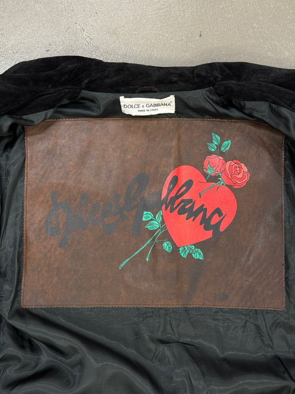 A/W1992 Dolce & Gabbana dragon tattoo runway leather jacket