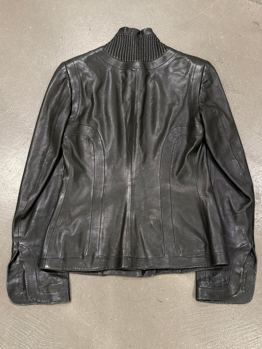 A/W2003 Alexander McQueen paneled biker leather jacket