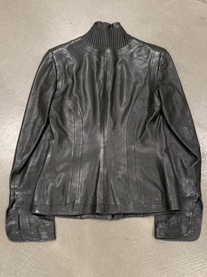 A/W2003 Alexander McQueen paneled biker leather jacket