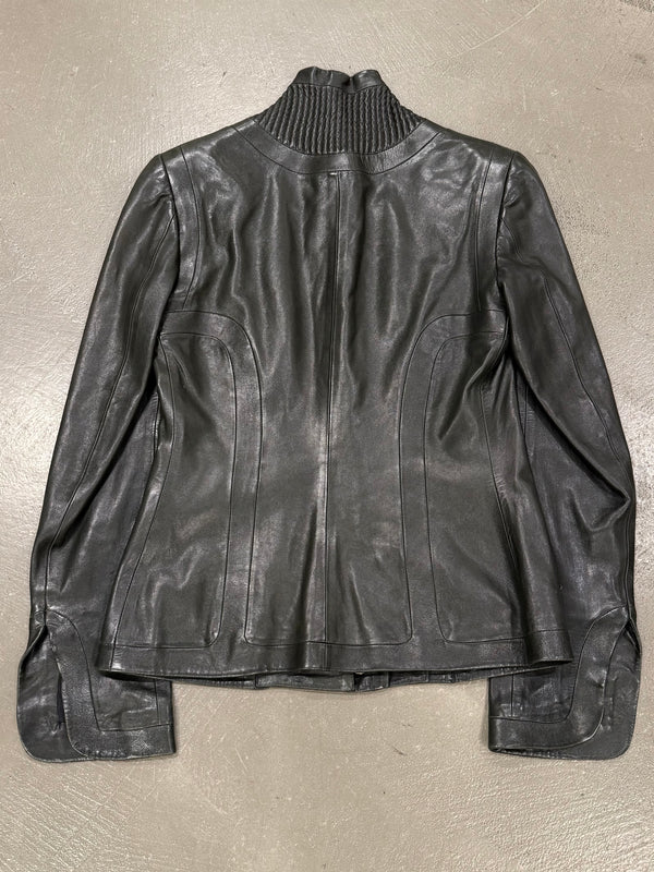 A/W2003 Alexander McQueen paneled biker leather jacket