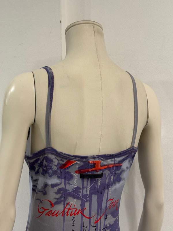 1990s Jean Paul Gaultier cloud print slip dress