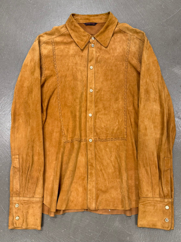 2003 Roberto Cavalli western suede leather shirt