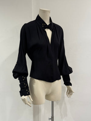 A/W2003 Gucci by Tom Ford grommet choker bondage blouse