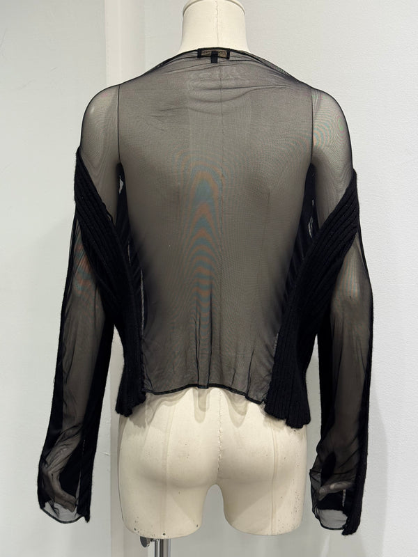 2000s Roberto Cavalli sheer transparent stripes knit