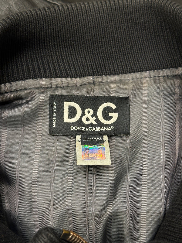 2000s Dolce & Gabbana zipper biker moto leather jacket