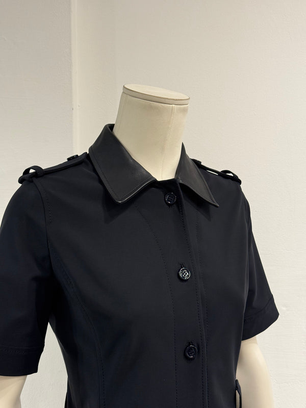 1990s Prada nylon midi dress with leather details