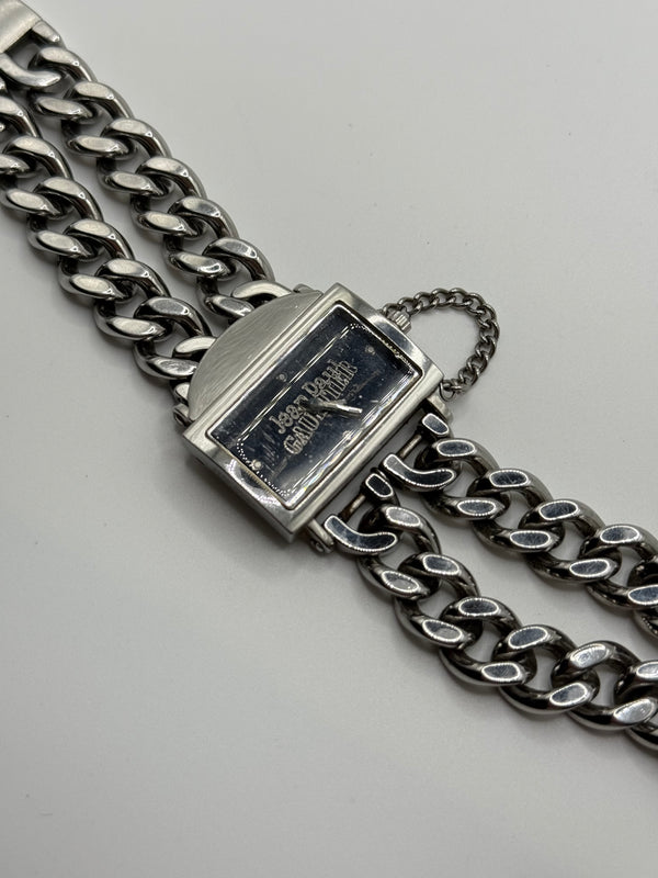 Jean Paul Gaultier stainless steel double chain watch