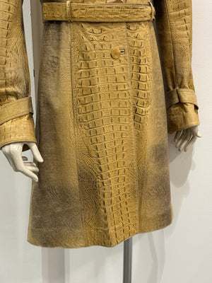 A/W2000 Roberto Cavalli runway croc embossed leather trench coat
