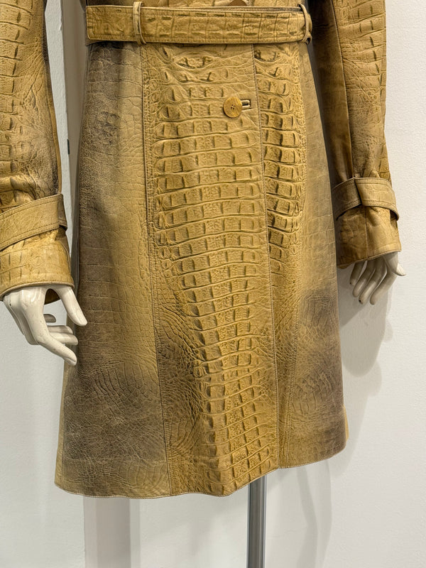 A/W2000 Roberto Cavalli runway croc embossed leather trench coat