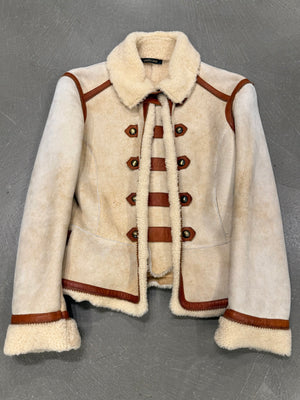 Roberto Cavalli shearling jacket with contrast leather details