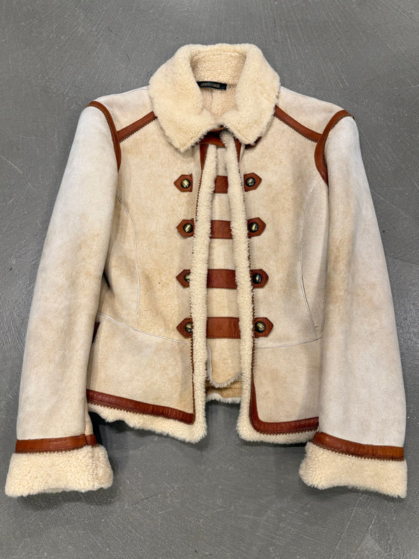 Roberto Cavalli shearling jacket with contrast leather details